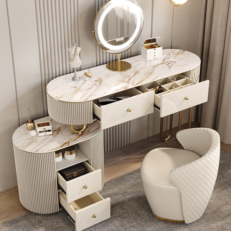 30.7" Tall Dressing Table Set with 4 Drawers Vanity in White