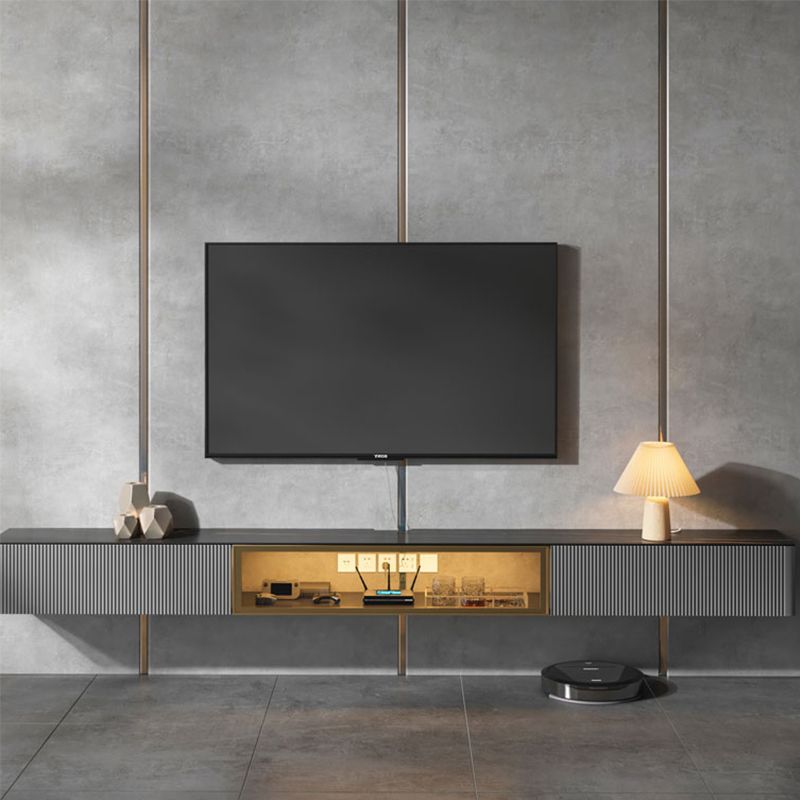 9.06"H TV Stand Contemporary Style Wall-mounted TV Console with 2 Drawers