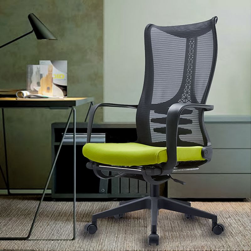 Mid Back Mesh Task Chair Nylon Frame Fixed Arm Office Chair with Wheels