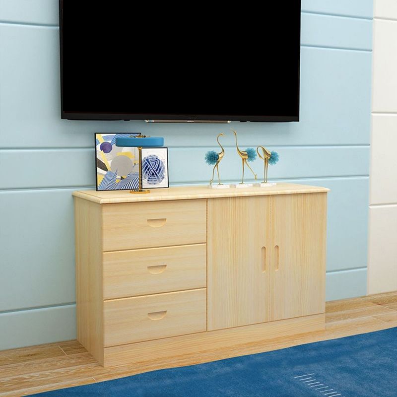 Modern Media Console TV Stand Pine Console TV Stand with 3 Drawers