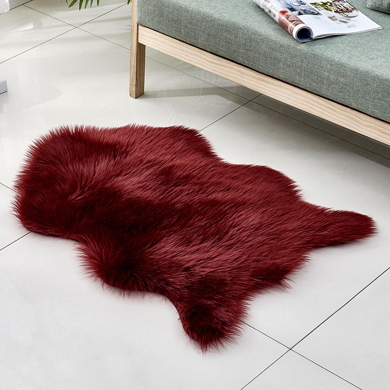 Multicolor Solid Foot Rug Artificial Wool Comfort Rug Pet Friendly Anti-Slip Backing Stain Resistant Carpet for Bedroom