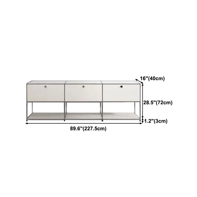 Modern Metal Dining Server with Drawers White Sideboard for Kitchen