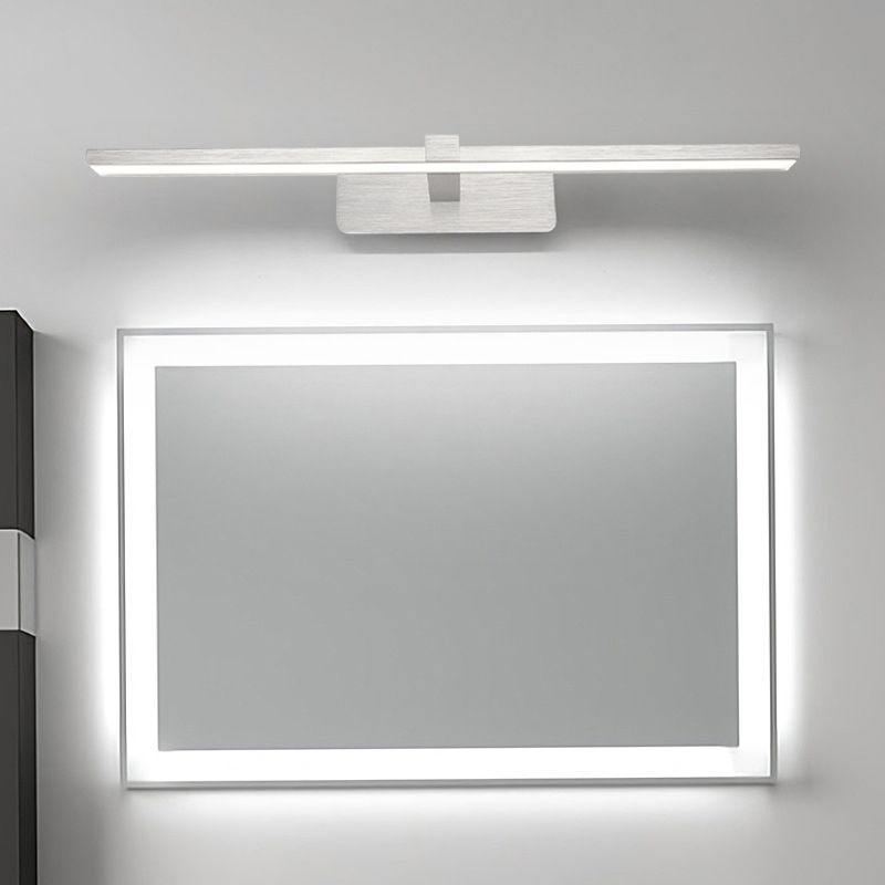 Modern Style Mirror Cabinet Bathroom Wall Lights Sliver Metal Linear Shade LED Ambient Vanity Lighting