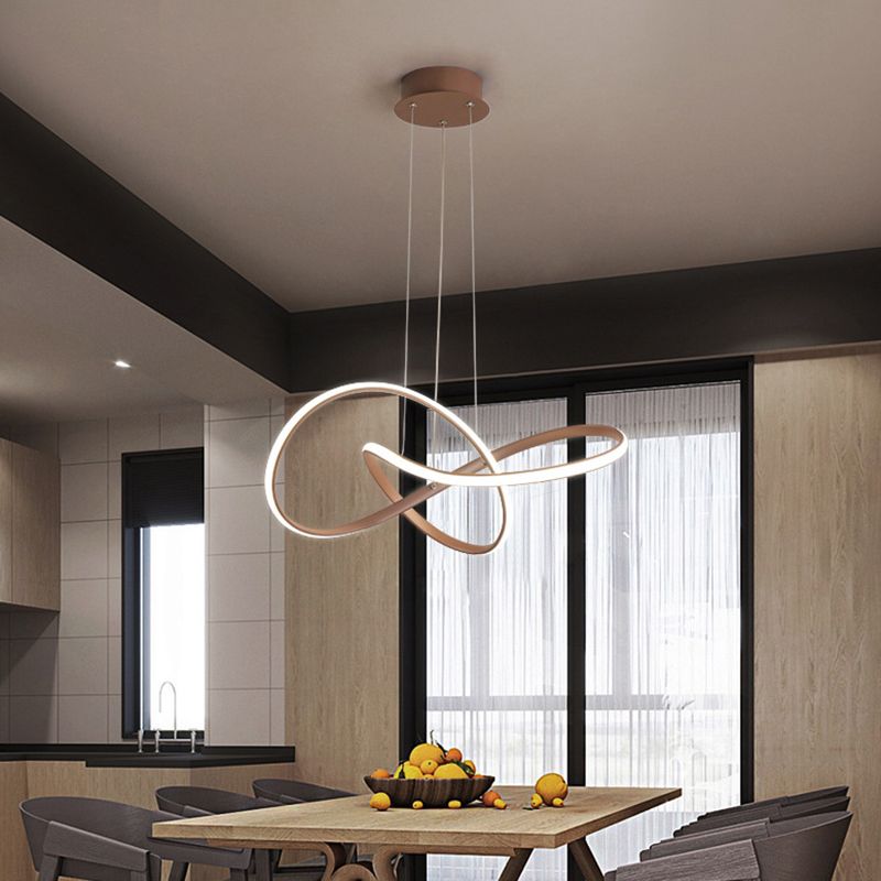 Courbe sans couture lustre pendentif lumineuse contemporaine du restaurant métallique LED Hanging Light in Gold