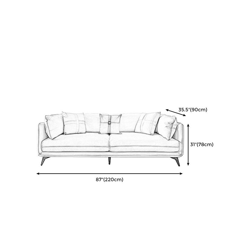 Modern Stain-Resistant Faux Leather Sofa Square Arm Sectional for Apartment