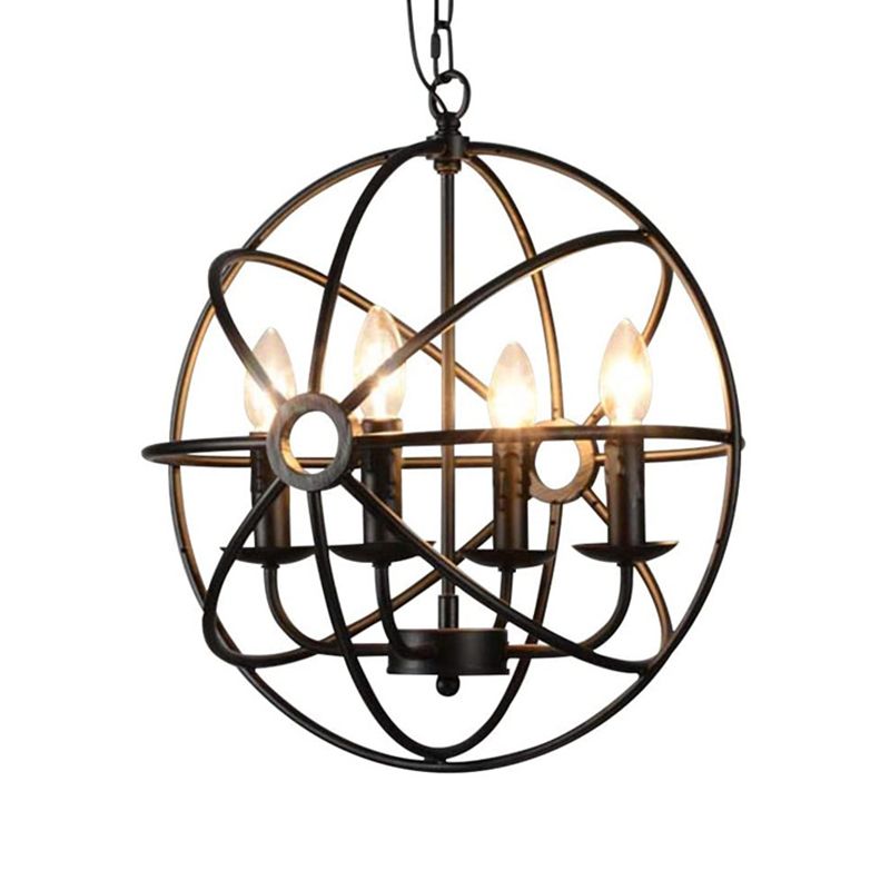 Globe Metal Cage Hanging Pendant Light Industrial Style Lighting Fixture for Cafe Shop Restaurants