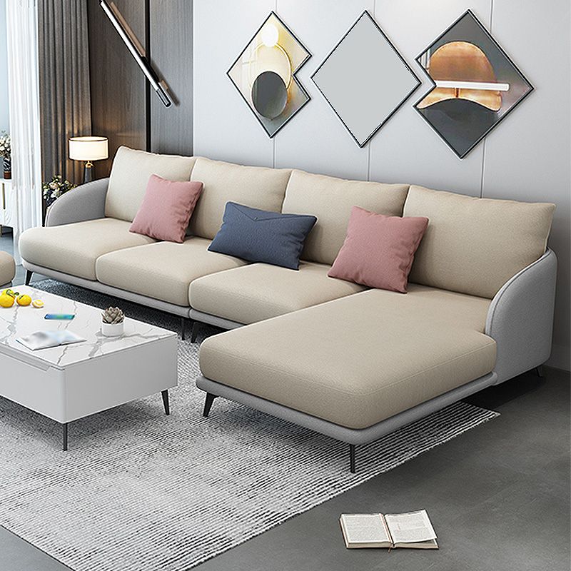 126"L √ó 67"W Faux Leather Sofa and Chaise Cushion Back Sectional with Sloped Arms