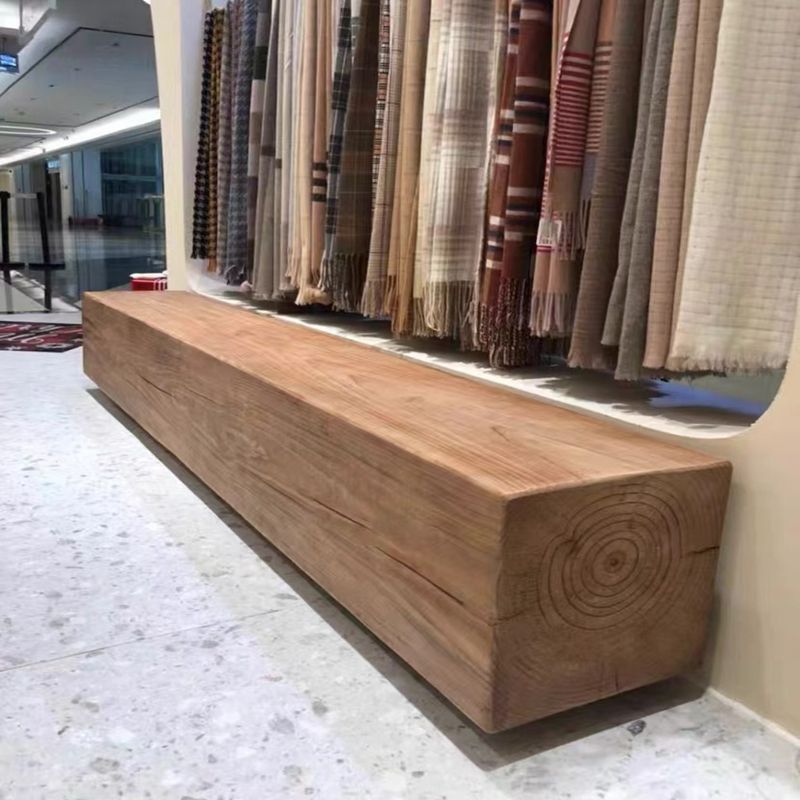 Modern Backless Entryway Seating Bench Solid Wood Rectangle Bench