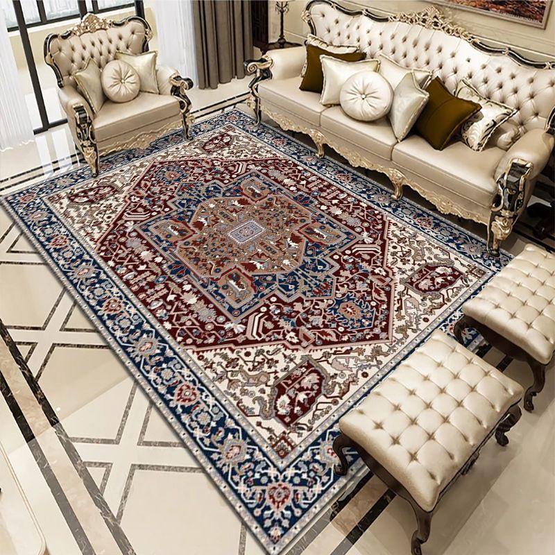 Traditional Indoor Rug Washable Flower Print Carpet Stain Resistant Carpet for Living Room