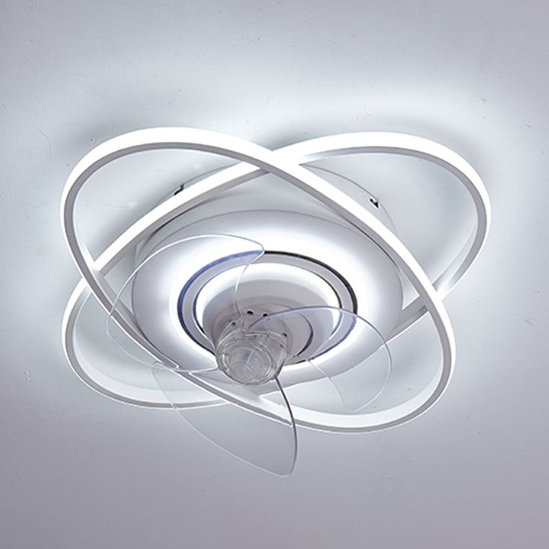 Oval LED Ceiling Fan Light Simple Ceiling Mount Lamp with Acrylic Shade for Bedroom