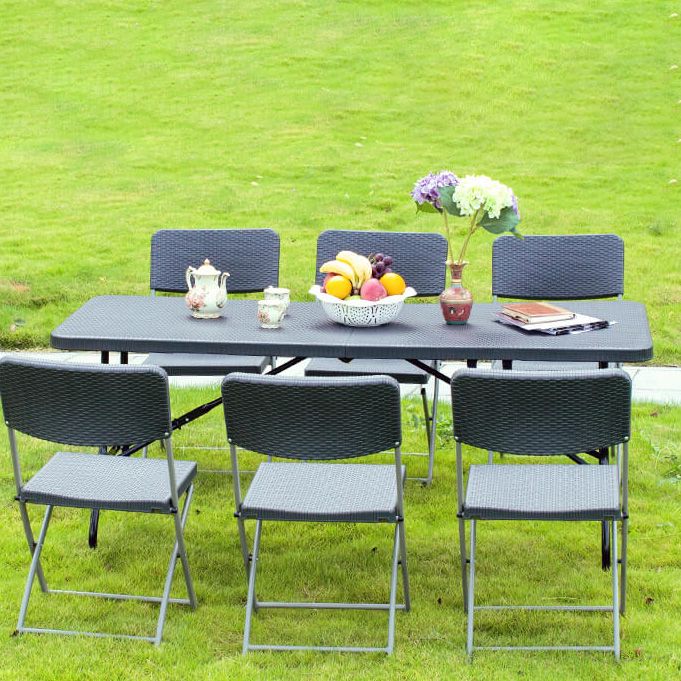 Industrial Plastic Foldable Dining Table Rectangle Water Resistant Dining Table