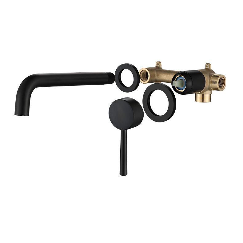 Industrial Sink Faucet Brass Lever Handles Low Arc Wall Mounted Bathroom Faucet