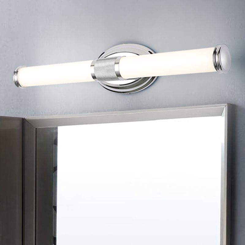 Cylinder LED 1 - Light Bath Bar in Chrome Metal and Acrylic Bathroom Vanity Light