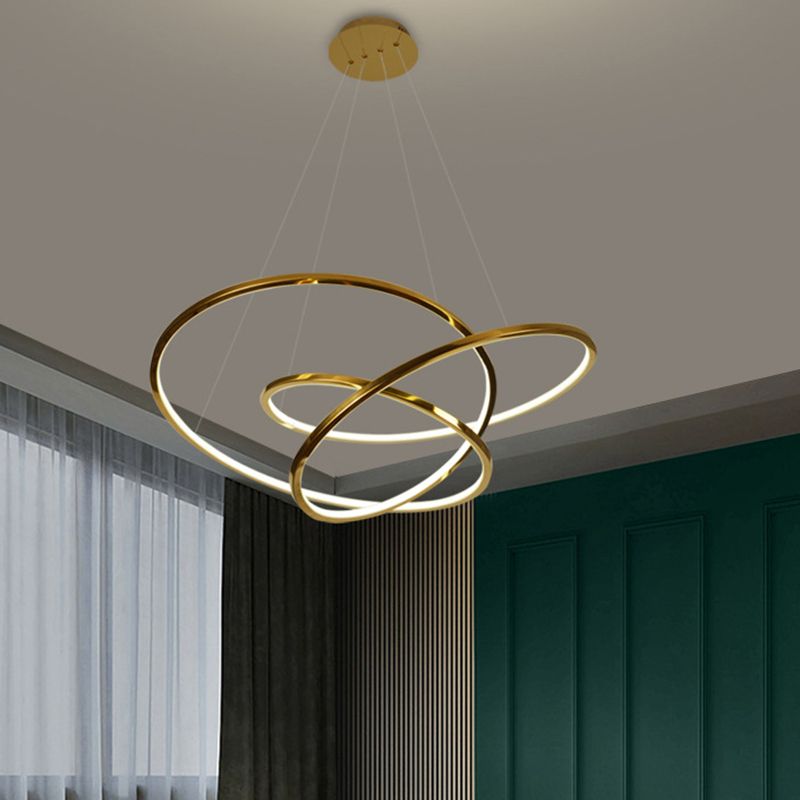 Cycle de cycle moderne lustre en acier inoxydable Plafond plafond avec cordon suspendu réglable pour le salon