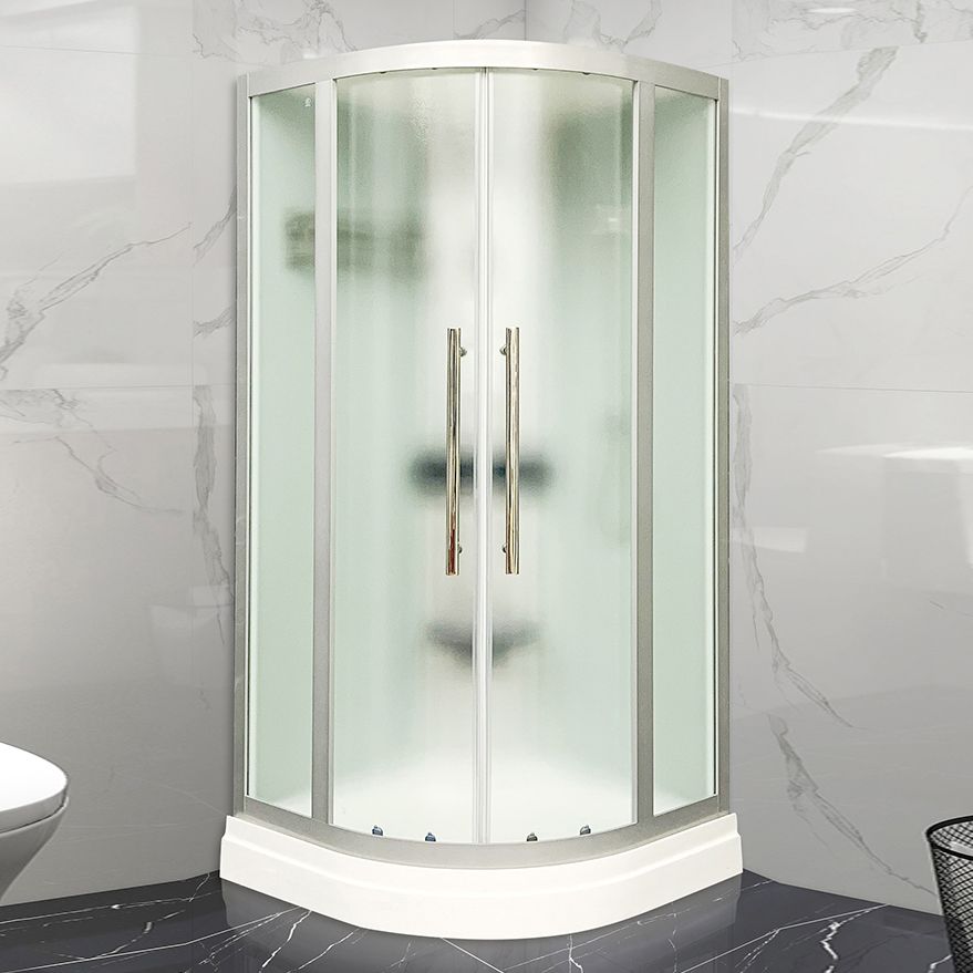 Round Double Sliding Shower Stall Corner Tempered Glass Shower Stall