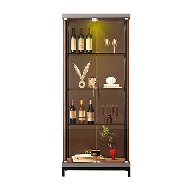 Glam Curio Cabinet Metal Glass Doors Buffet Cabinet with Doors for Living Room