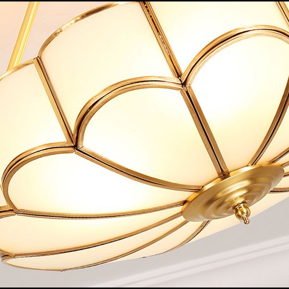 Glass Brass Ceiling Light Fixture Shaded Traditional-Style Ceiling Mount Light Fixture