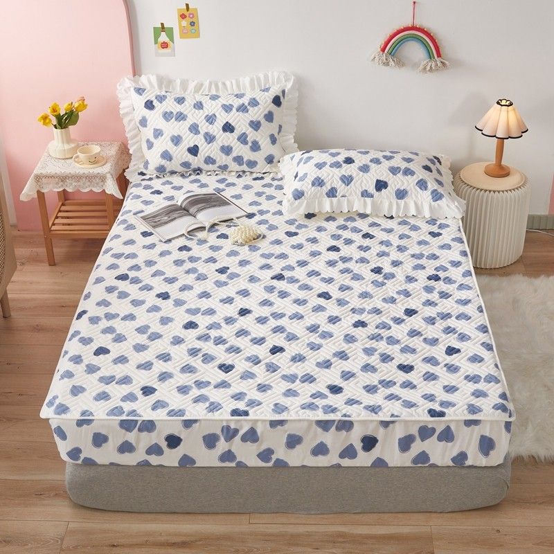 Fitted Sheet Cotton Floral Printed Breathable Ultra Soft Wrinkle Resistant Bed Sheet Set