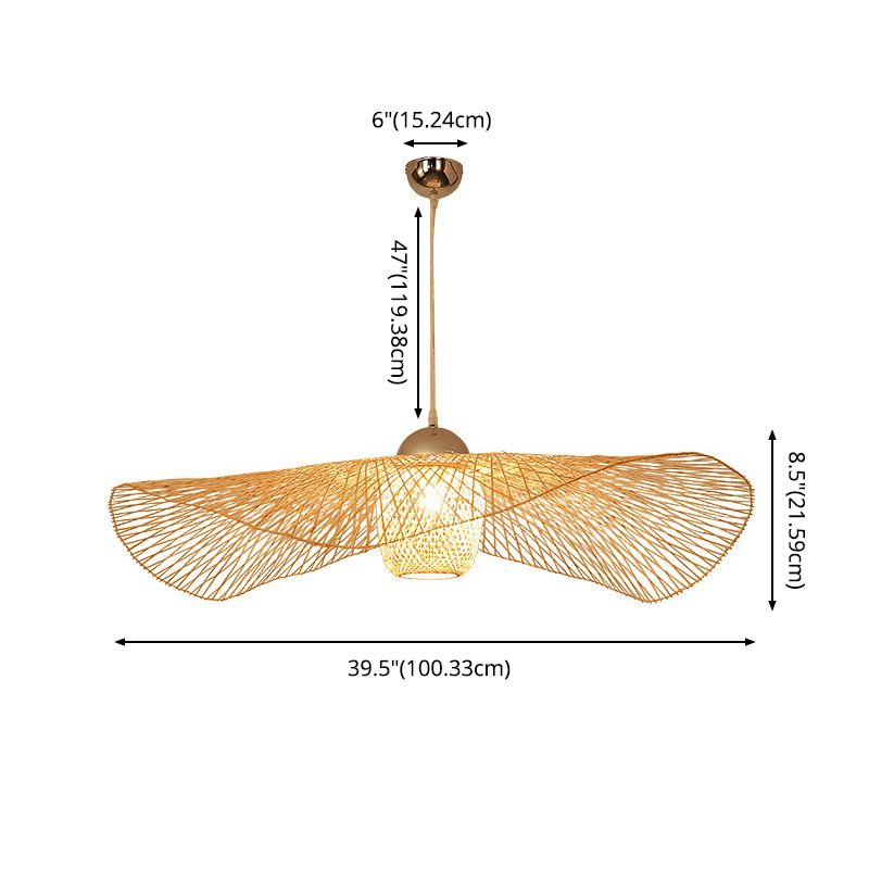 Chinese Twist Pendant Lighting Fixtures Rattan Hanging Light with Hanging Cord for Restaurant