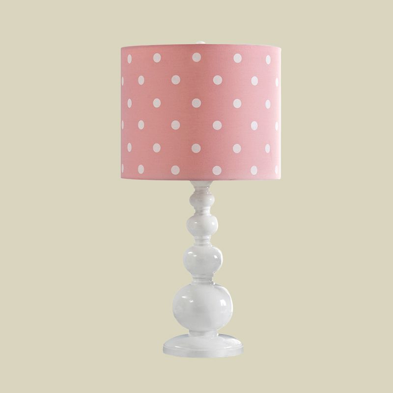 Drum Shade Desk Lighting with Spot/Stripe Shape Minimal Resin 1 Bulb Blue/Pink Night Lamp