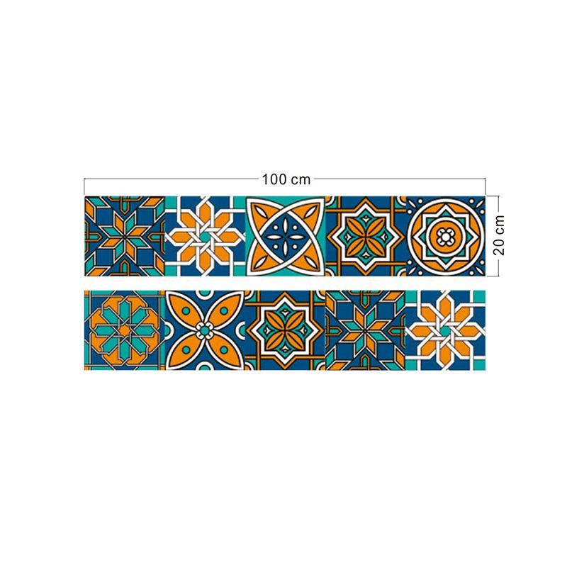 Ethnic Flowers Peel off Wallpaper Panel Set for Accent Wall, Blue, 3.5' L x 8" W