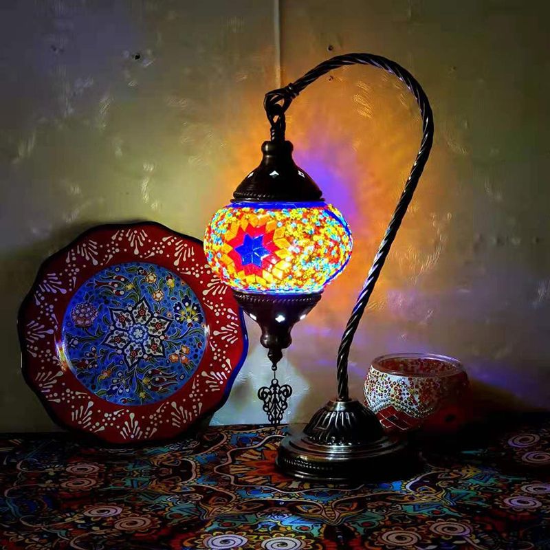 Geometric Night Table Lamps Asian Style Metal 1 Light Table Lamp