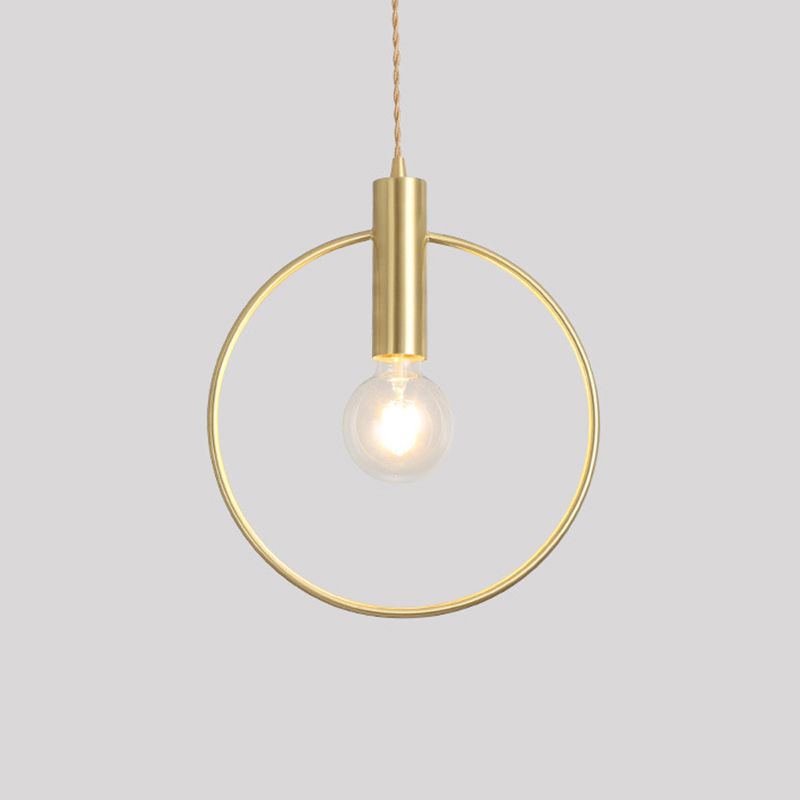 Geometric Dinning Room Pendant Light Fixture Loft Style Metal Gold Hanging Ceiling Light