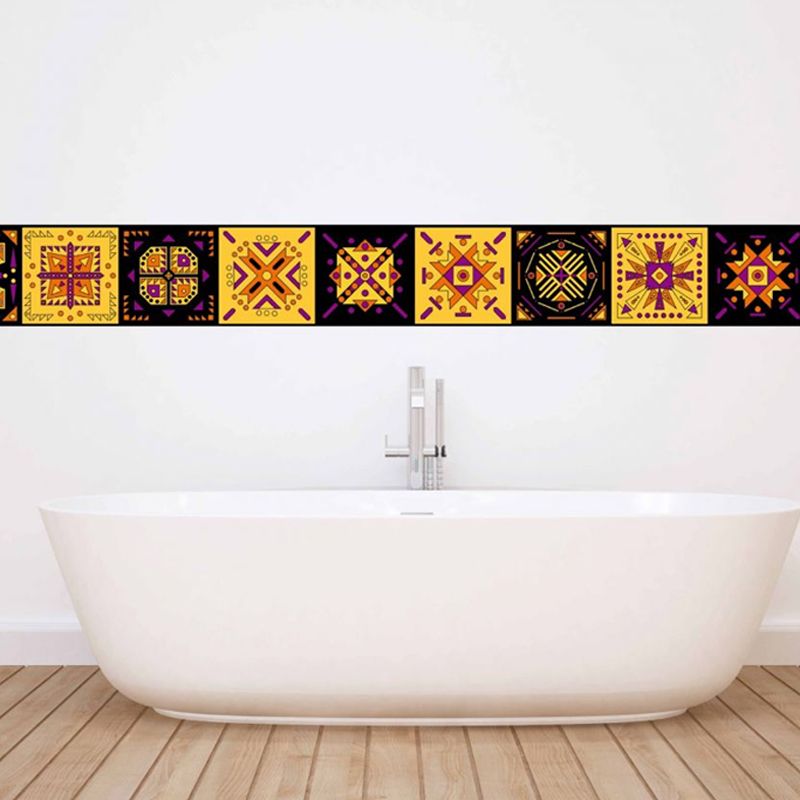 10 Pcs Tribal Pattern Wallpapers Yellow Boho Chic Wall Art for Kitchen, Peel and Paste