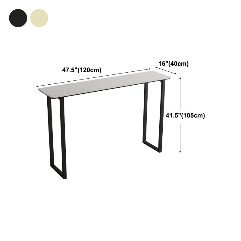 Modern Bar Wine Table Sled Indoor Rectangle Faux Marble Counter Height Table in White