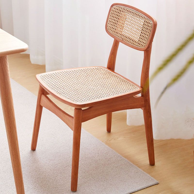 Scandinavian Armless Solid Back Chair Wood Dining Side Chair