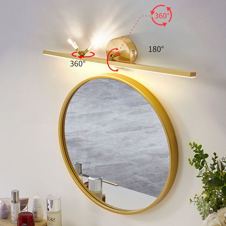 Modern Minimalist Streamlined Wall Mounted Vanity Lights Copper Vanity Wall Light Fixtures for Bathroom