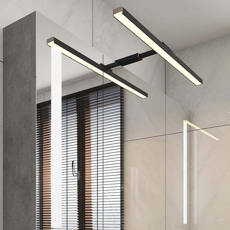 Luz de matorral de sombra lineal Estilo moderno de 1 luces de montura de pared de espejo de 1 luces en negro