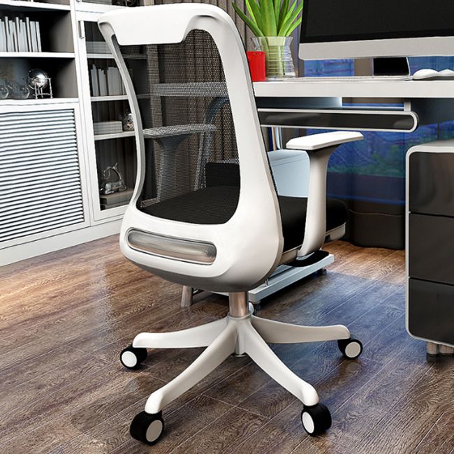 Modern Swivel Chair No Distressing Fixed Arms Breathable Air Grid Office Chair