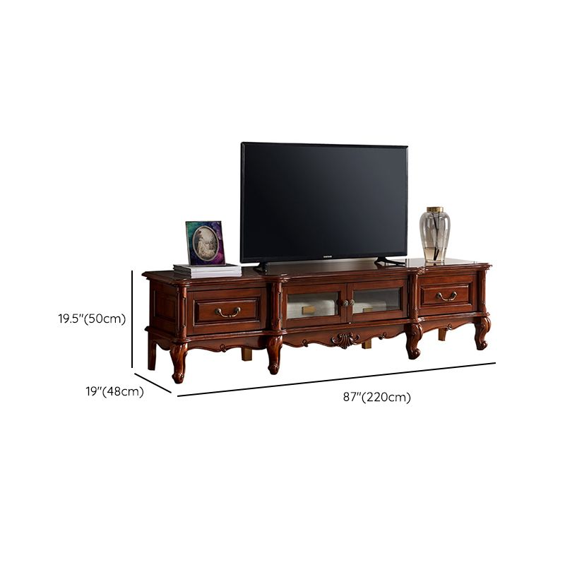 Traditional TV Media Stand Wooden TV Stand Console with 2 Drawers