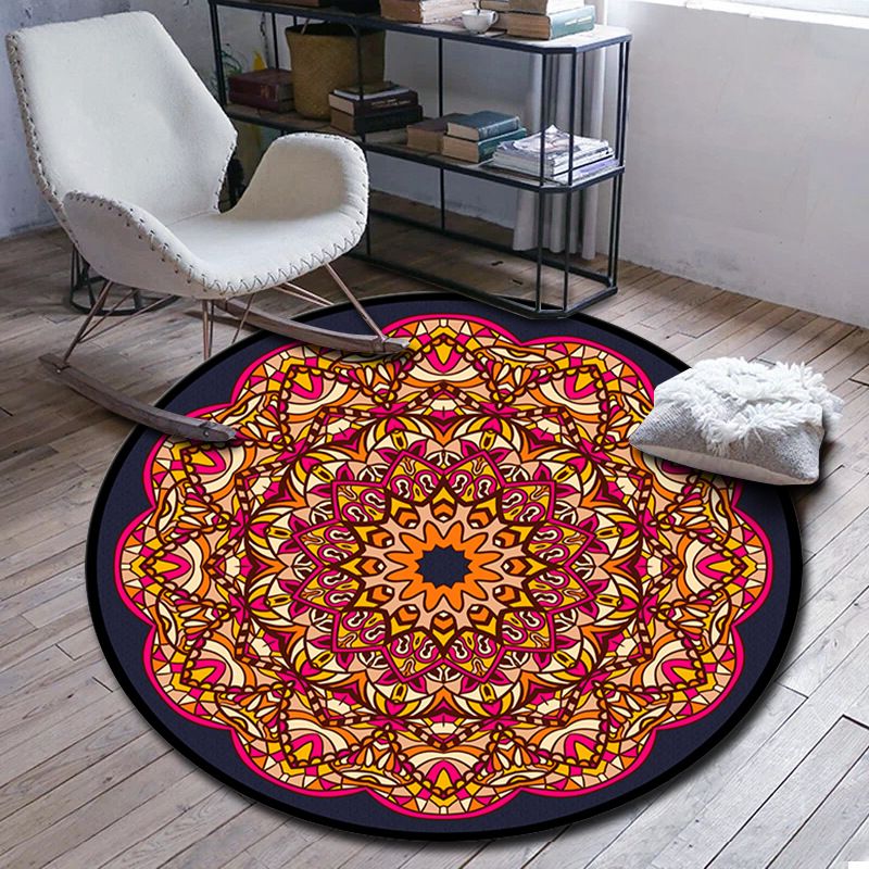 Folks multicolor mandala alfombra sintética de alfombra marroquí alfombra para mascotas lavable para mascotas para sala de estar para sala de estar