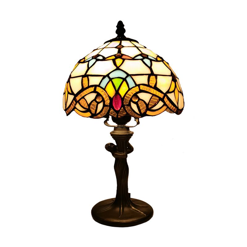 Tiffany Style Table Lamp 1-Light Desk Lamp with Glass Shade for Living Room