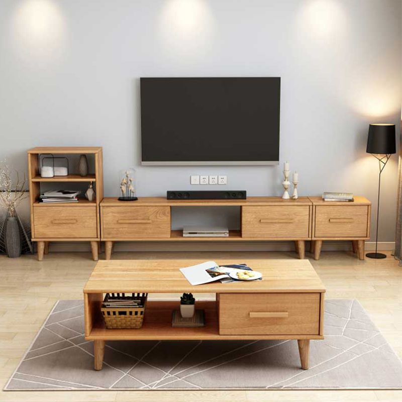 Contemporary TV Media Stand Wooden Media Console with 2 Drawers