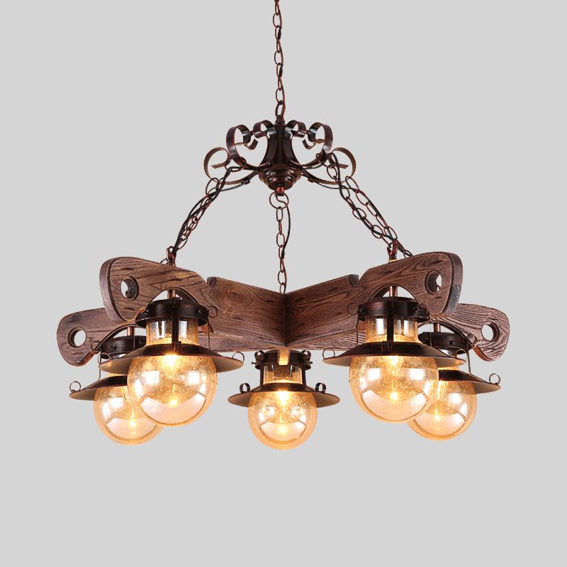 5/9 luces Lucina de colgante de bolas Cognac Cognaced Glass Chandelier industrial en óxido