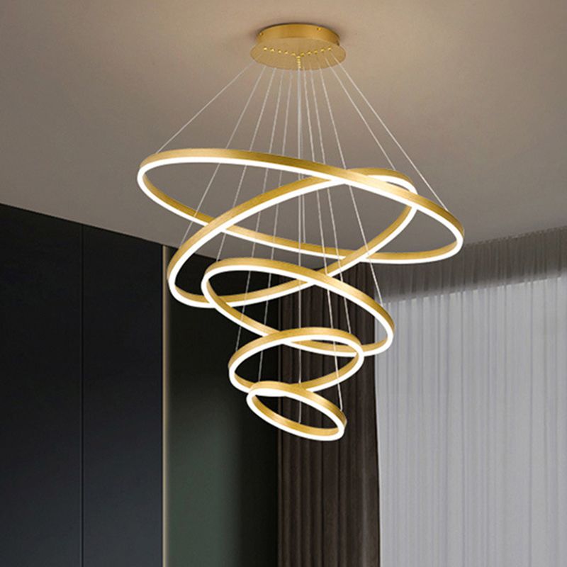 LED LED LED Chandelier Pendant Light Simplicity Chandelier Lightture avec cercles Metal Shade