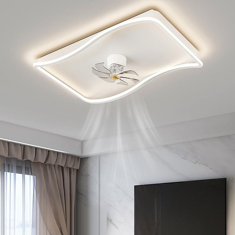 Nordic Style Ceiling Fan Lamp LED Geometry Shape Ceiling Fan Light for Living Room