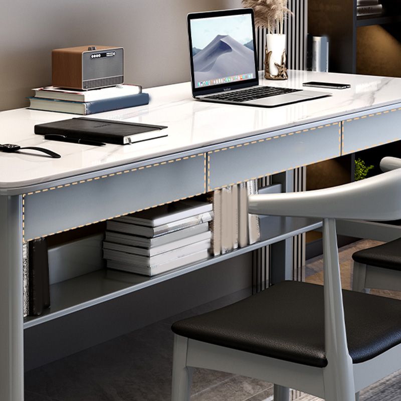 Rectangular Shaped Writing Desk Grey/White/Natural/Black Office Desk with 1/2/3 Drawers