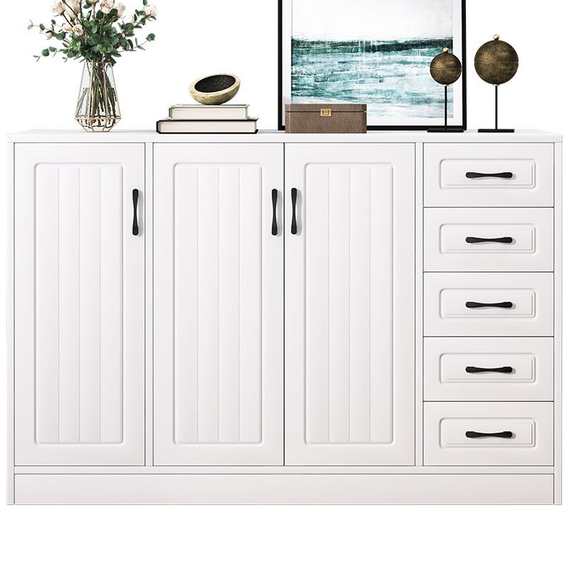 Modern White Accent Cabinet with Shelf and Wooden Drawers Cabinet