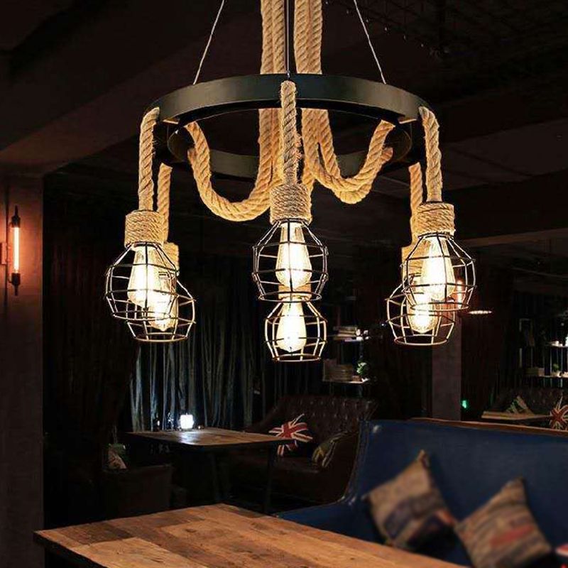 Käfig Multi -Drop -Leuchten -Ausstattungen Industrial Metall Hanging Anhänger Lichter für das Restaurant