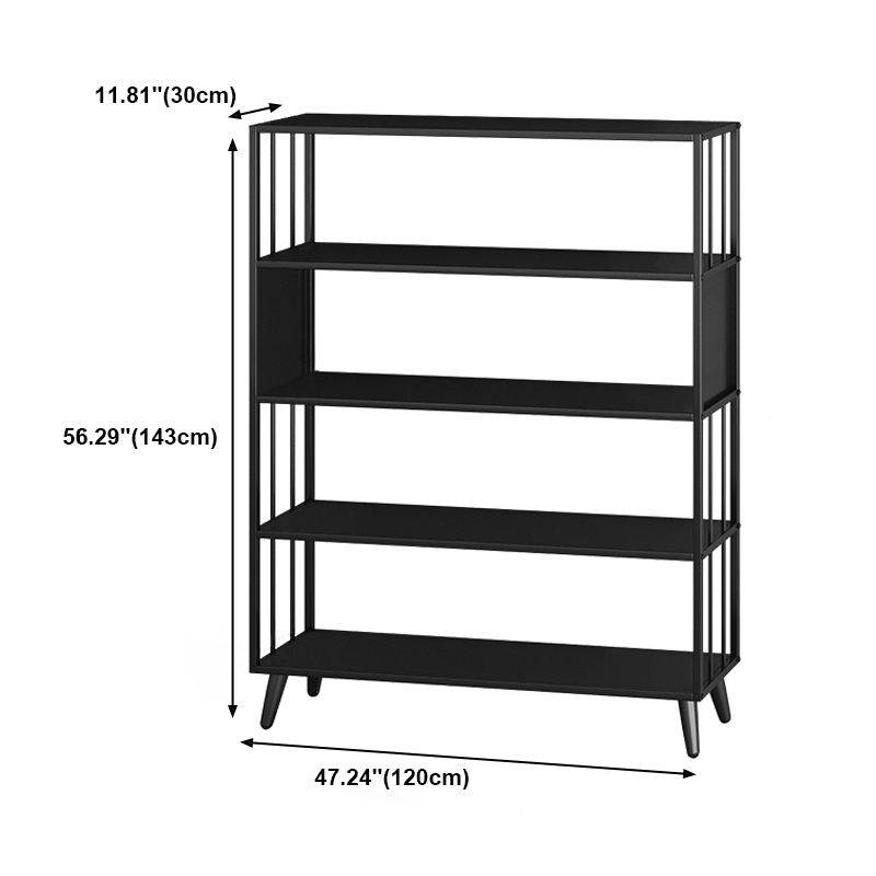 Modern Style Metal Bookshelf Black Open Back Bookcase for Home Office