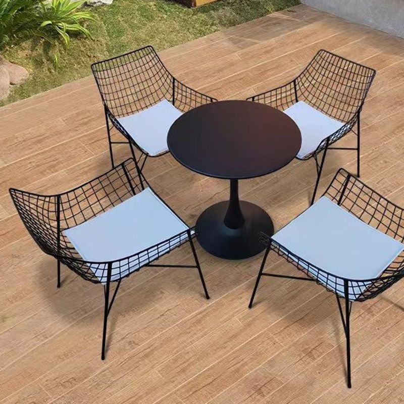 Modern Dining Side Chair Metal Removable Cushion Outdoor Bistro Chairs