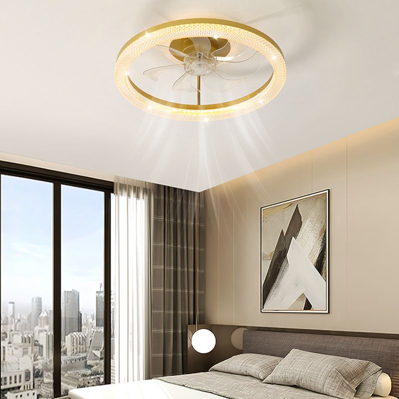 7-Blade Contemporary Ceiling Fan White/Golden Fan with Light for Home