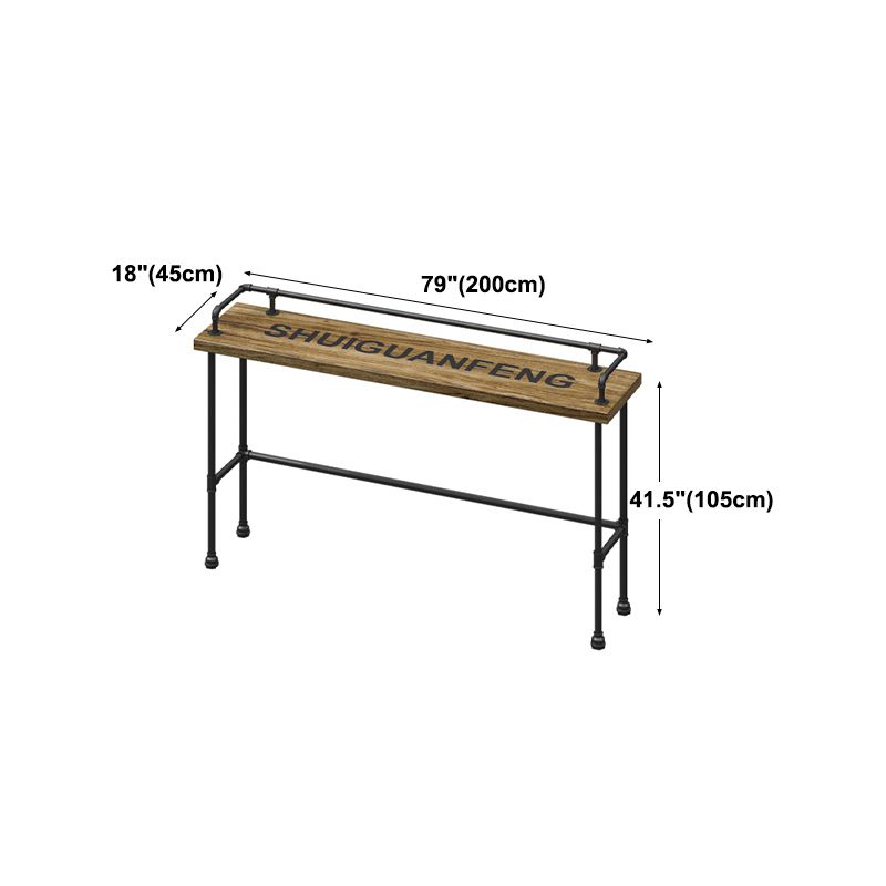 Industrial Wood Bar Table with Rectangle Table Top Black Trestle Table - 42" H