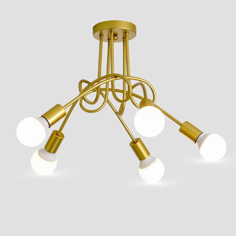 Kronkelende lamp na het ontwerp plafondlicht 5-lichts industriële stijl open lampverlichting hanger voor slaapkamer woonkamer