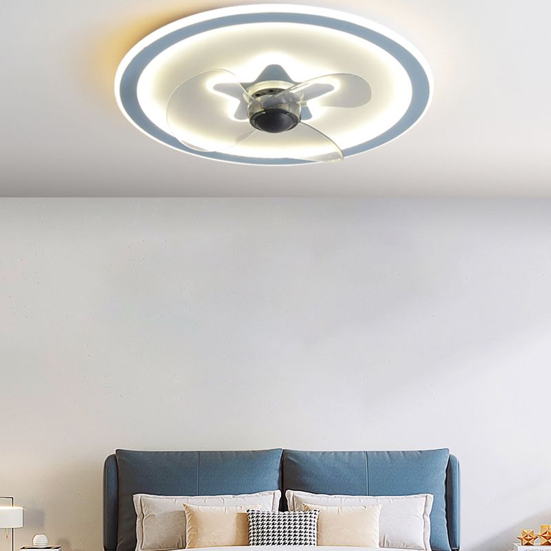 Round LED Ceiling Fan Light Contemporary Metal LED Ceiling Fan for Kid's Room