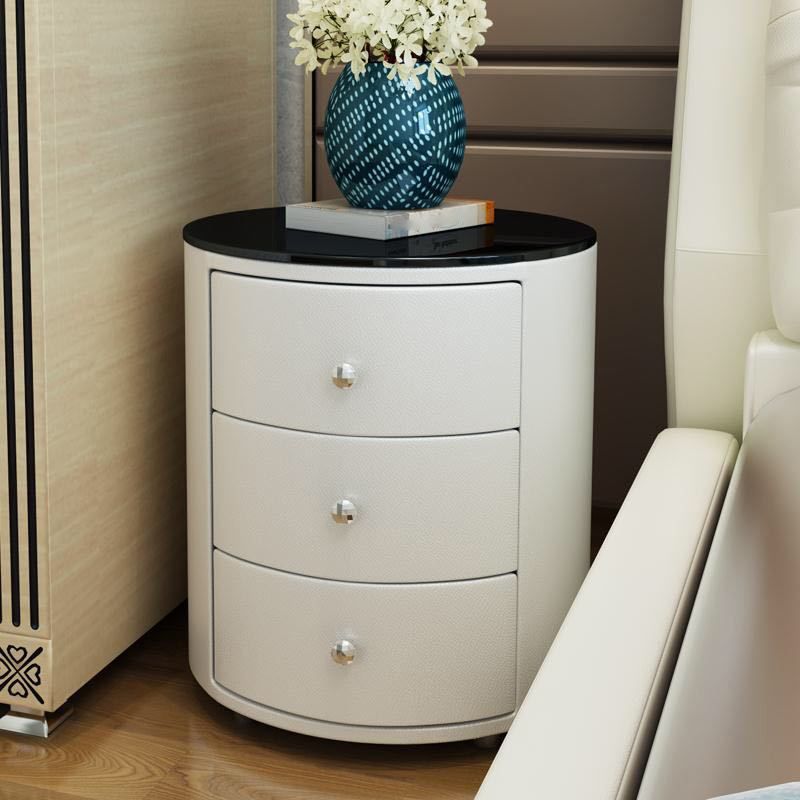 Modern Stone Accent Table Nightstand Drawer Storage Bedside Cabinet for Bedroom